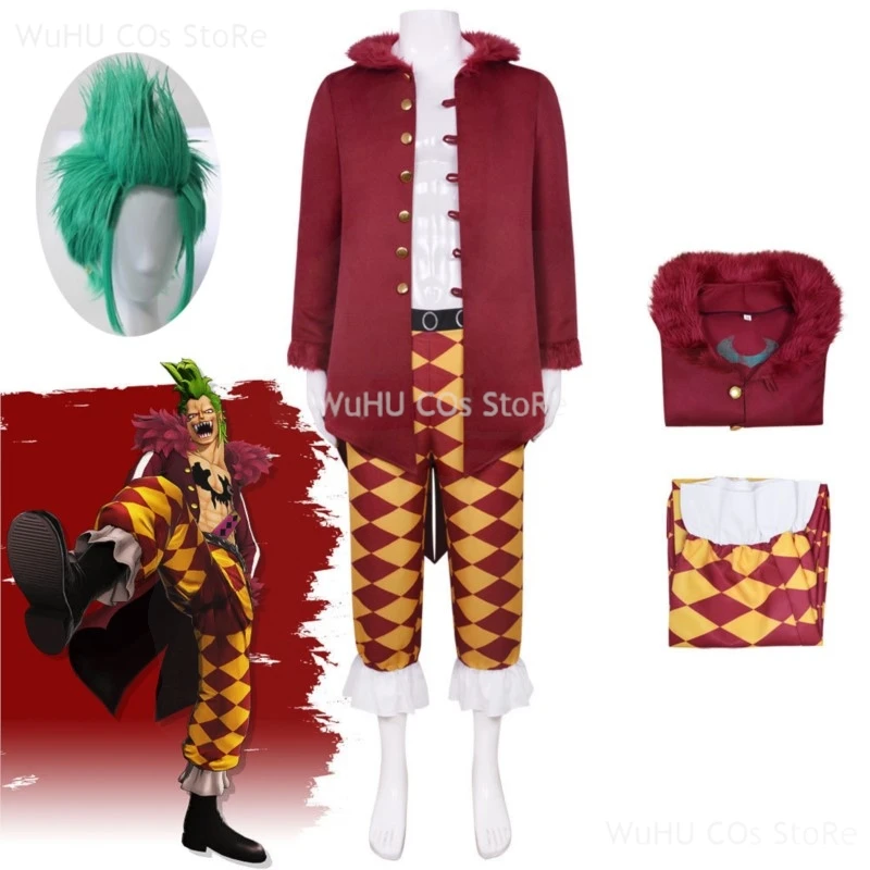 

Japan Cosplay Blox Fruit Bartolomeo Costume Clown Anime Clothing Wig Bari Bari No Mi Halloween Costumes For Men Party