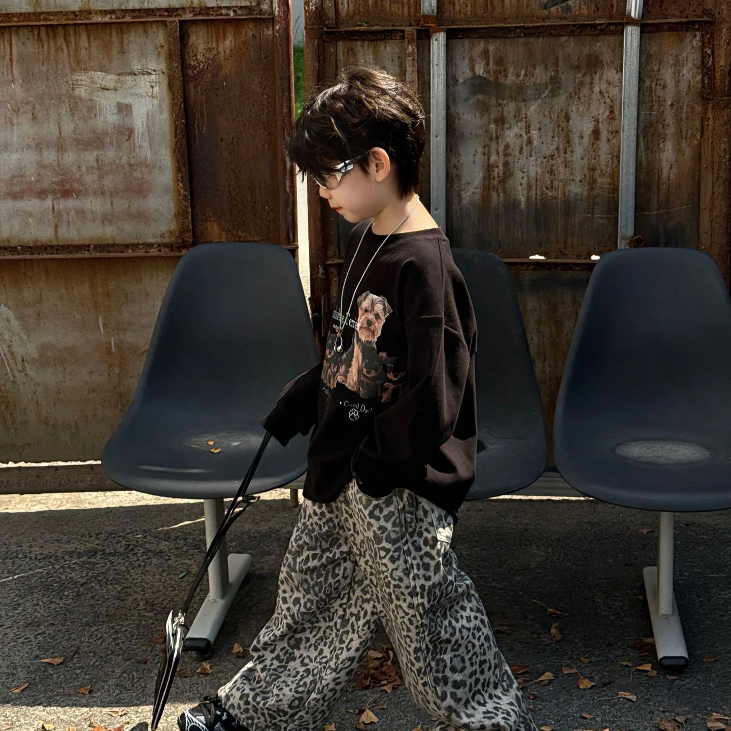 

Детская одежда, детская повседневная футболка, новинка зимы 2025 года, американский утолщенный удобный теплый повседневный детский топ с длинными рукавами в стиле ретро для мальчиков