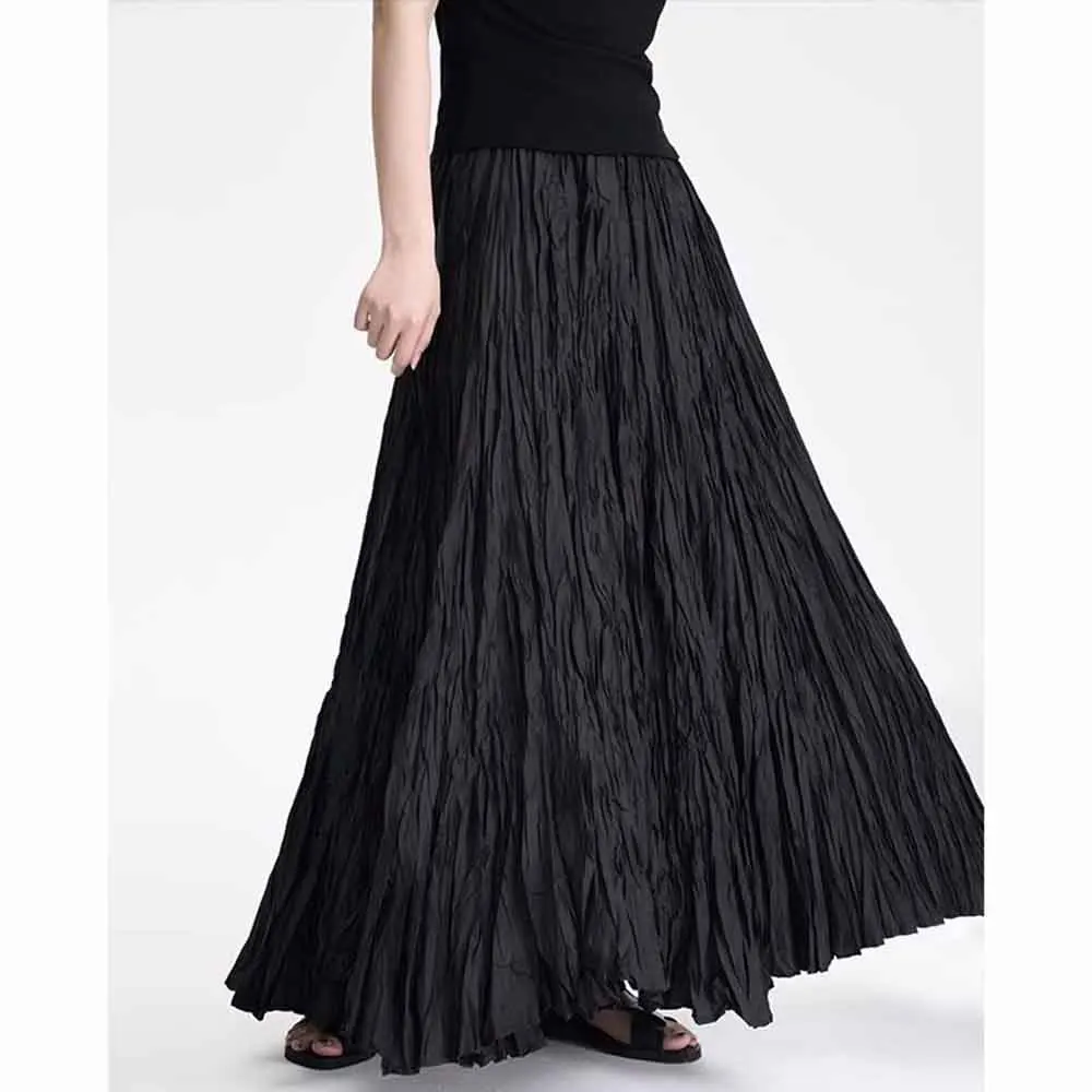 Y2k Autumn A-Line Skirt Pleated Gothic Dark Samurai Skirt  Genderless Streetwear Fashion Outdoor Versatile Wide-Leg Skirt Unisex