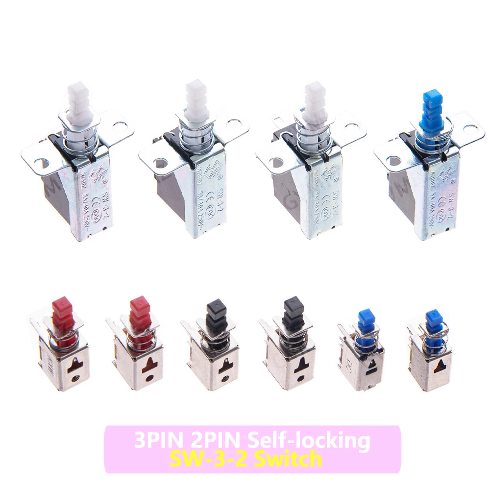 SW-3-2 Power Switch 3PIN 2PIN Self-locking SW-3-2 Switch Push Button Switch of Range Hood PS22E05