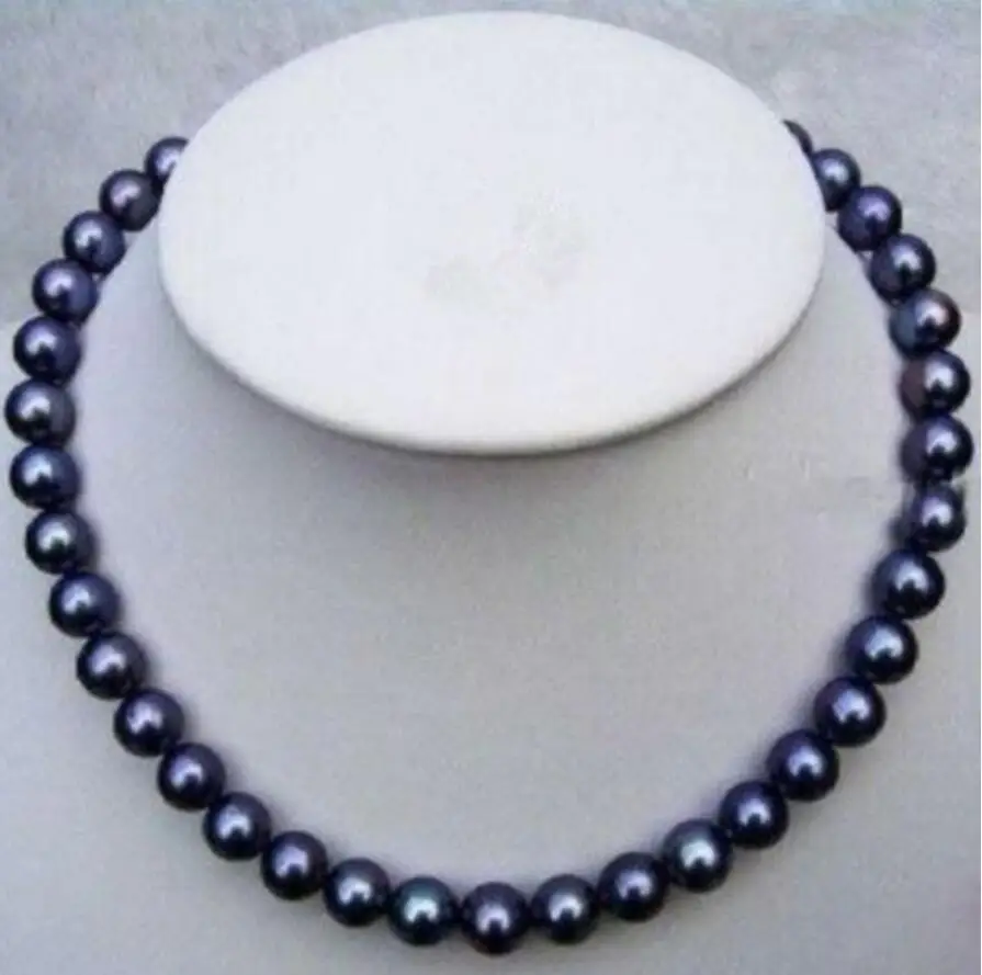 

Jewelry BEAUTIFUL AAA 8-9mm south sea black pearl necklace 18 inches