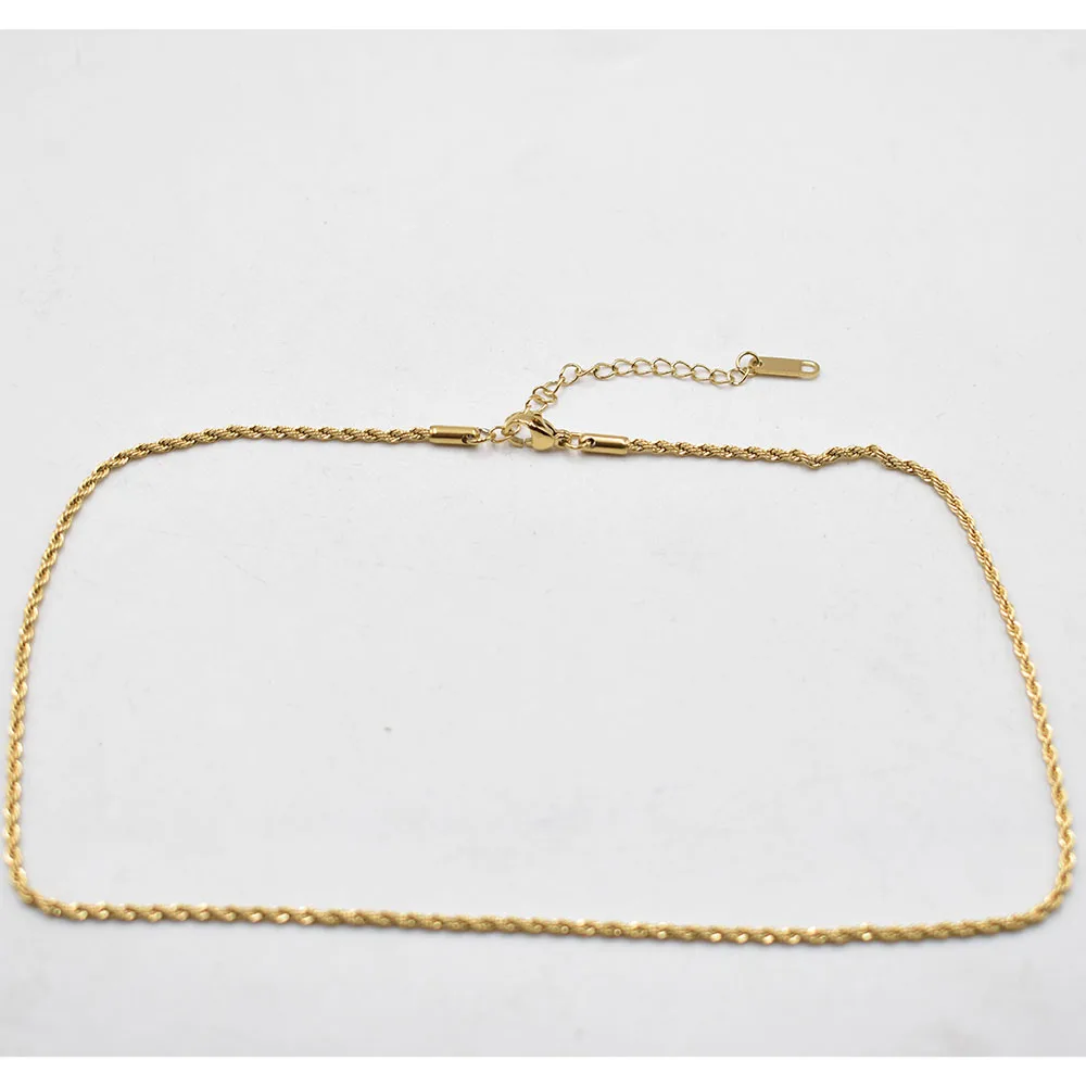 Wholesale 2mm gold colour Fashion stainless steel Chain Rope 40cm+5cm Chain Lobster Clasp DIY Jewelry Accessories 20pcs/lot