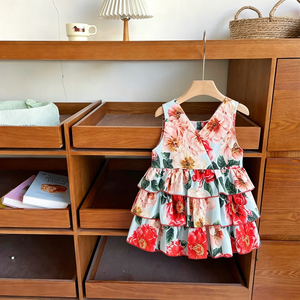 Baby Dress Summer Flower Multi-Layer Beach Girl Dress Cute And Casual Children's Dress Baby Girl Clothing