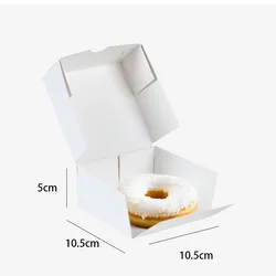 50pcs Single Donut Paper Box Dessert Bread Food Packaging Box Baking Takeaway Doughnut Gift Box