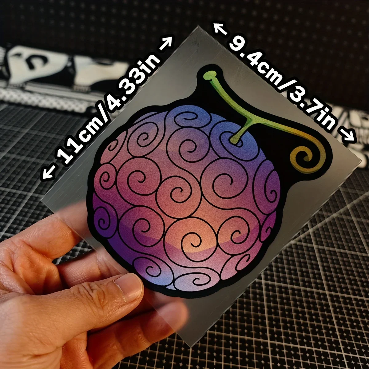 قطعة واحدة من ملصق الفاكهة الملونة على شكل دراجة نارية للسيارة، ملصق بنمط فريد، ملحق خارجي مخصص للسيارات