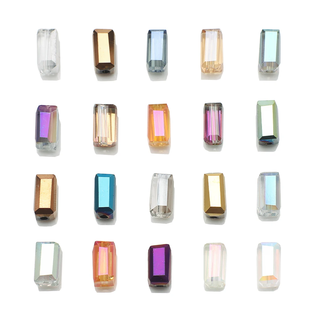 Cristal autrichien Long carré plaqué couleur verre, perles rectangulaires amples pour la fabrication de bijoux, résultats de bracelets à faire soi-même, 3x6/4x8mm