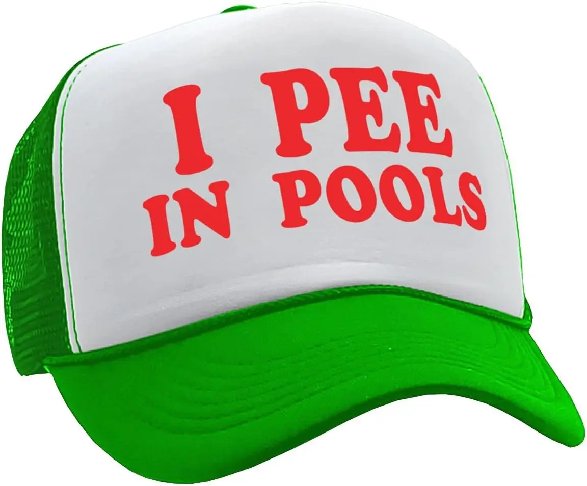 I Pee in Pools - Funny Dare Gag Gift Joke - Vintage Retro Style Trucker Cap Hat