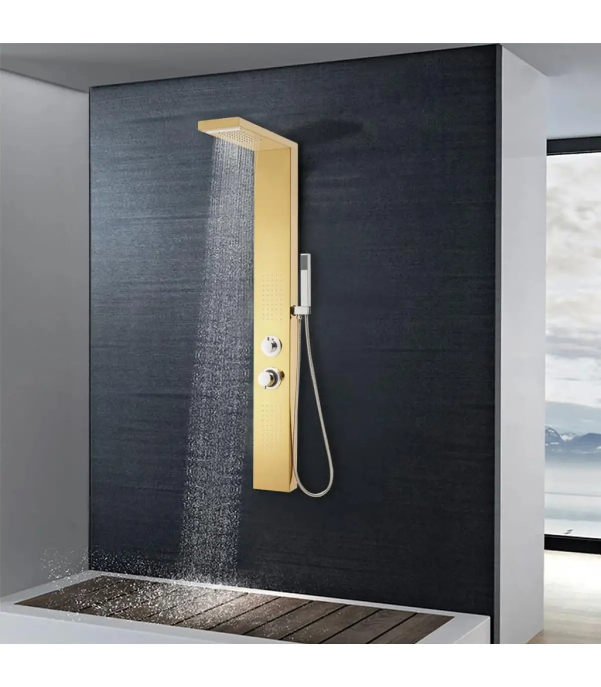 Golden 201 stainless steel shower panel system jet nozzles