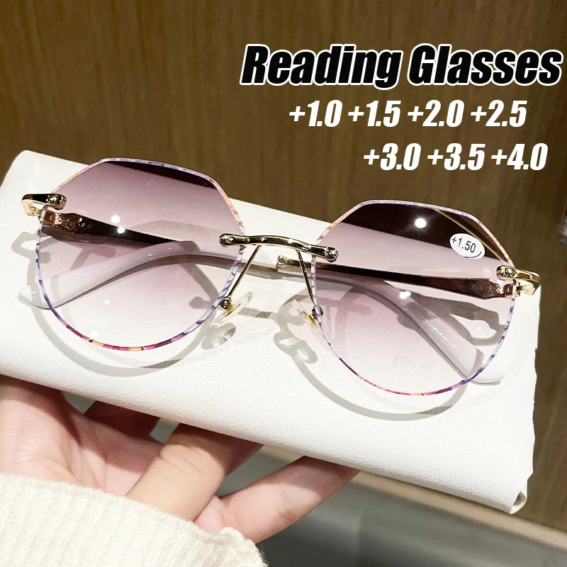 

Trendy Anti Blue Ray Presbyopia Glasses for Women Men Luxury Gradient Lens Reading Eyeglasses Finished Prescription Far Sight