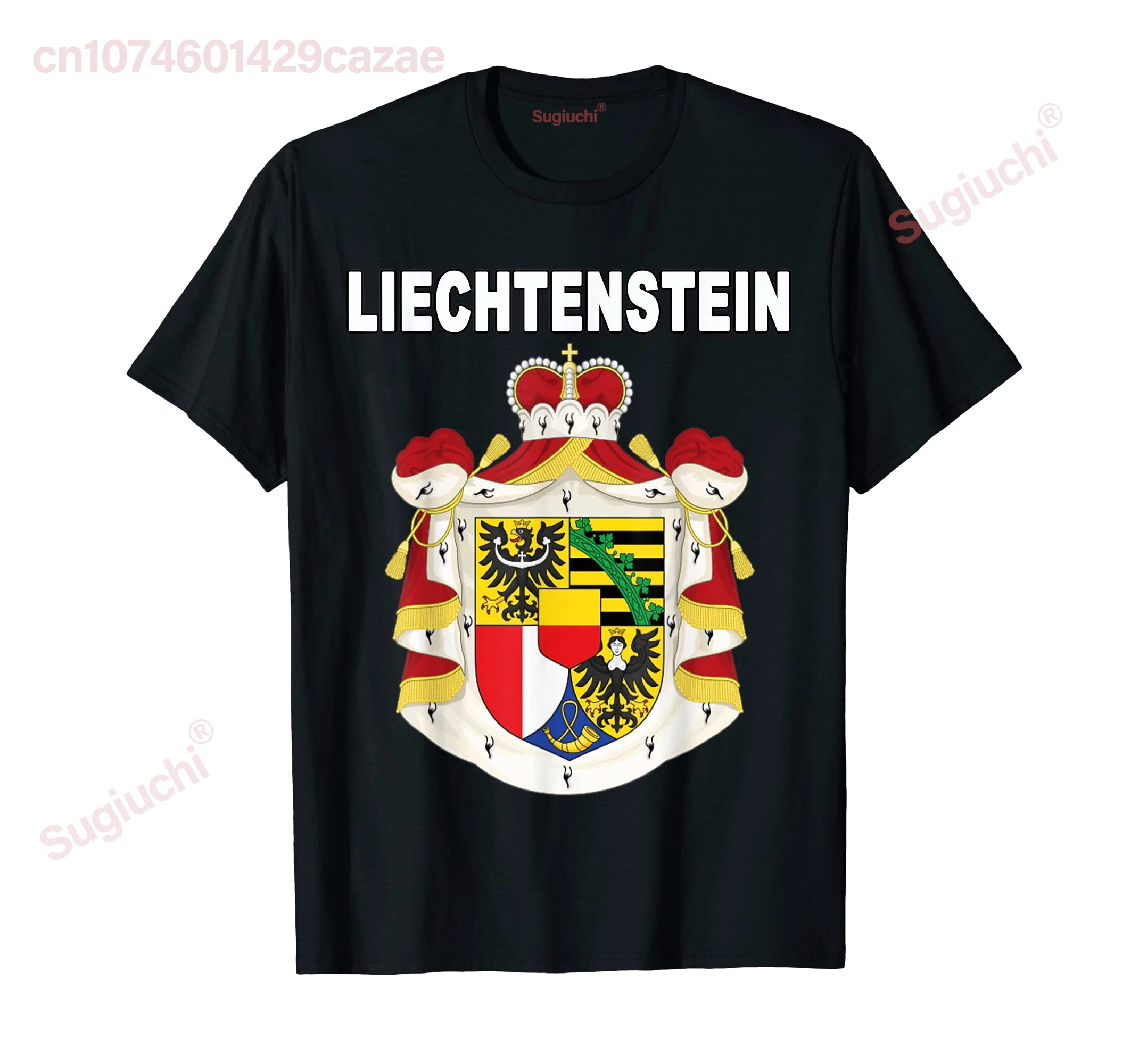 

Футболка из 100% хлопка Liechtenstein с детальным гербом и гербом, мужские и женские футболки унисекс, размер S-6XL