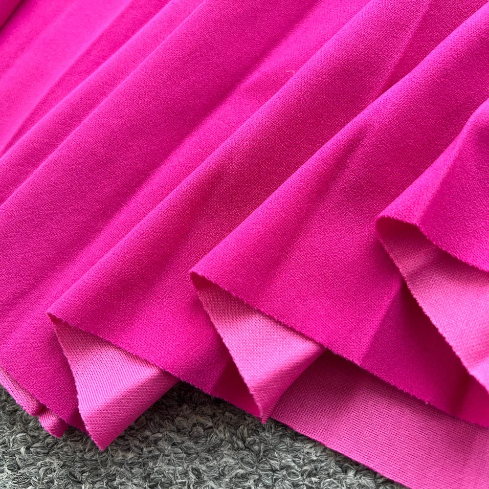 Chic vintage scollo a V strass increspato perline sottile elegante fata moda coreana Boho vestito estivo abbigliamento donna Abito lungo