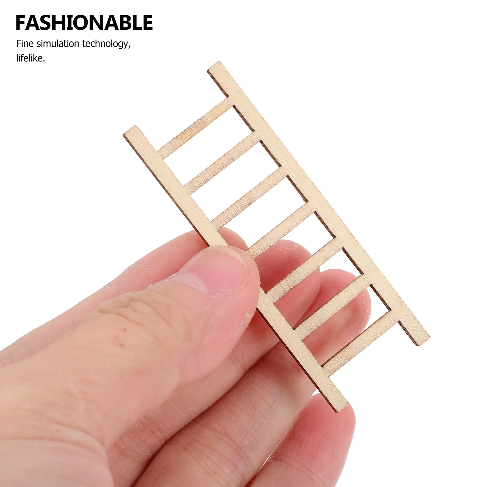 20pcs Mini Wooden Ladder Dollhouse Accessories Realistic Small Ladder For Fairy Garden Sand Landscape Diy Decoration Tiny House