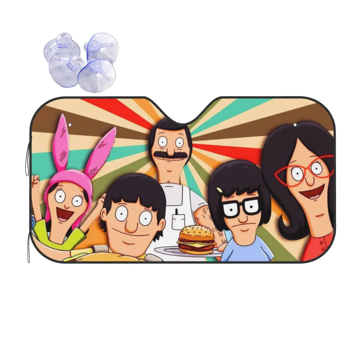 

Louises Tina Gene Bob Linda Windshield Sunshade Bobs Burger Anime Car Front Window Visor Sunshade Visor Car-covers 70x130cm