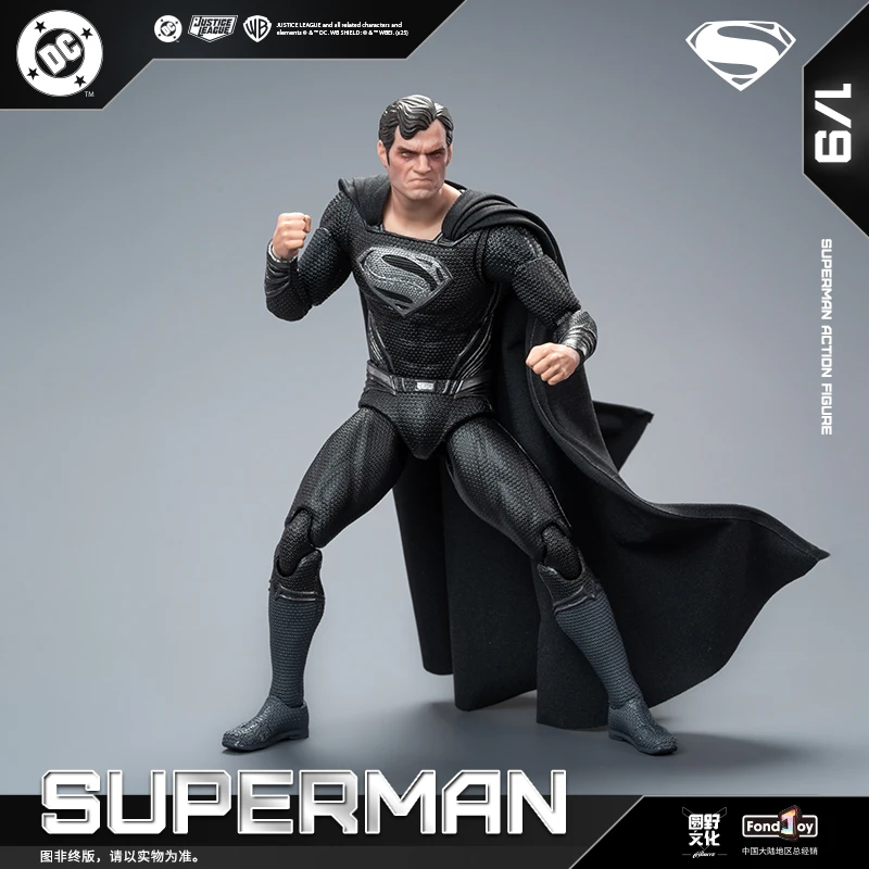 Original FondJoy Black Superman 2.0 Action Figure DC Zack Snyder'S Justice League Figures 1/9 Super Man PVC Model Doll Toy Kid