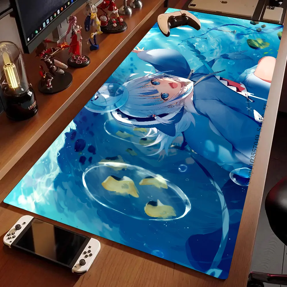 Game Anime Hololive Gawr Gura Mousepad Large Gaming Mouse Pad LockEdge Thickened Computer Keyboard Table Desk Mat image 2