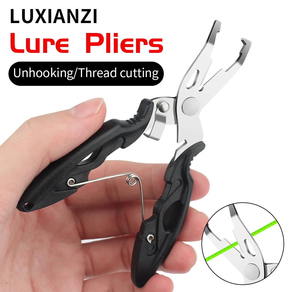 LUXIANZI الفولاذ المقاوم للصدأ كماشة الصيد خيط صنارة الصيد إغراء القاطع مقص السنانير مزيل أدوات متعددة الوظائف ملقط الصياد