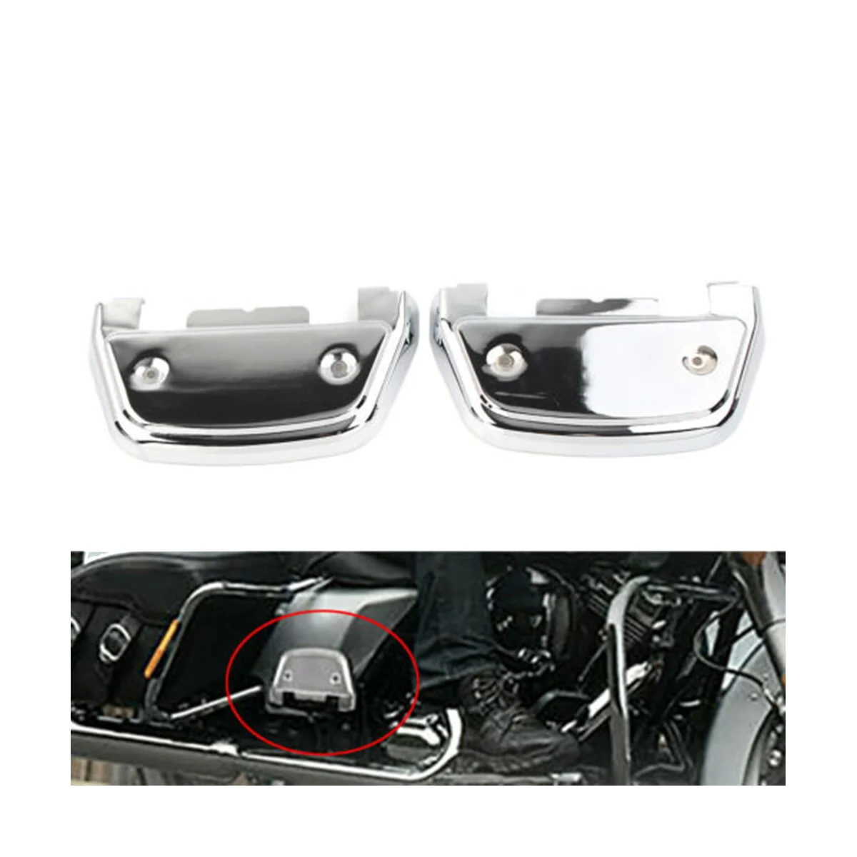 Motorcycle Passenger Footboard Covers for Harley Electra Glide Street Glide Road Ultra Softail Chrome D-Shaped Foot Cap