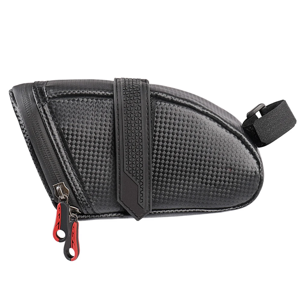 

Bike Saddle Bag Waterproof Cycling Rear Seat Bag Reflective Road Tail Pouch Tpu Zipper Night Reflective Patches Black