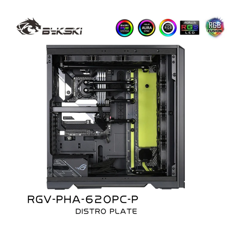 Bykski RGV-PHA-620PC-P,Distro Plate Reservoir Kit for PHANTEKS PHA-620PC Game Cabinet, GPU+CPU+Fitting+Pump Combo Water Cooler