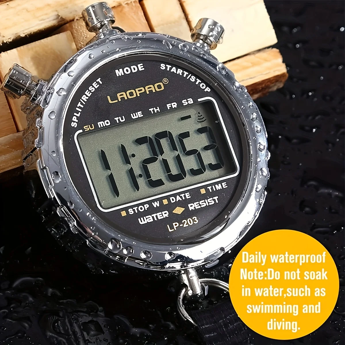 Stopwatch, 1/100th Rainproof Digital Timer For Sports, Competition, Coach, Referee, Training, Timing