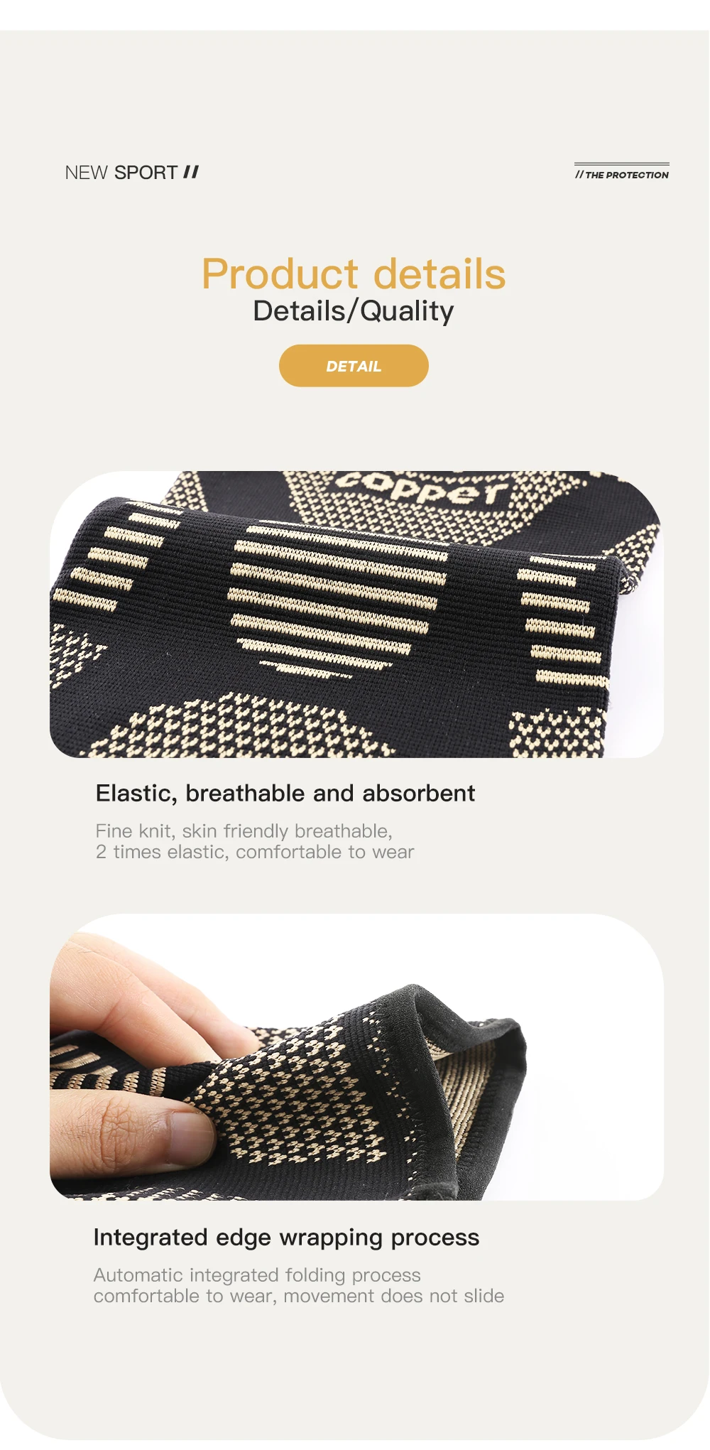 Kupfer-Kniebandage zur Linderung von Arthritisschmerzen – Kupfer-Kniehülle für Knieschmerzen, Kompressionshülle für Sport, Knieschmerzlinderung – Detail 9