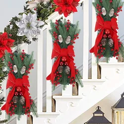 2024 Christmas Garland Decorations Decorative Garland Wreaths Lights Beauty Berry Decorations Rattan Artificial Wreath For Stair