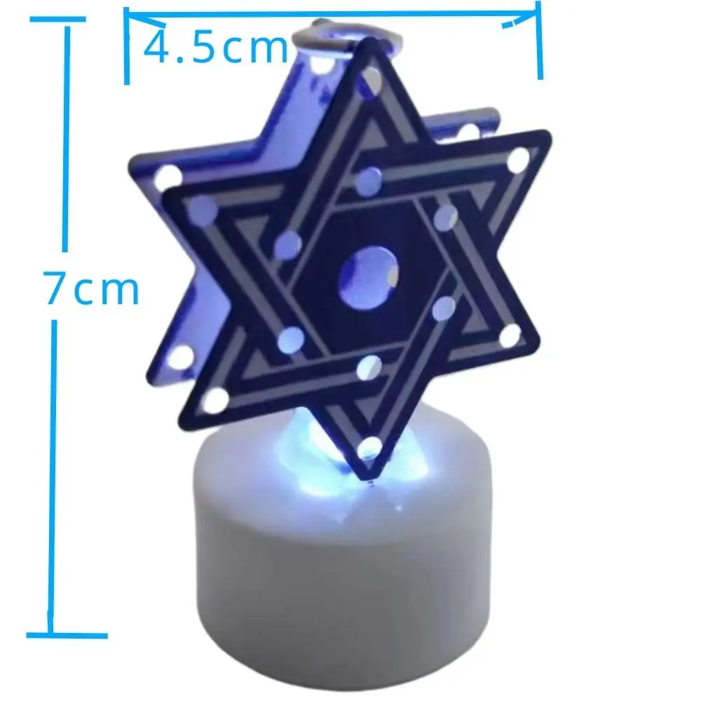 Mini Metal Hanukkah Decor Portable Battery Included Chanukah Lamp LED Candle Light Hanukkah Night Light for Party Decoration