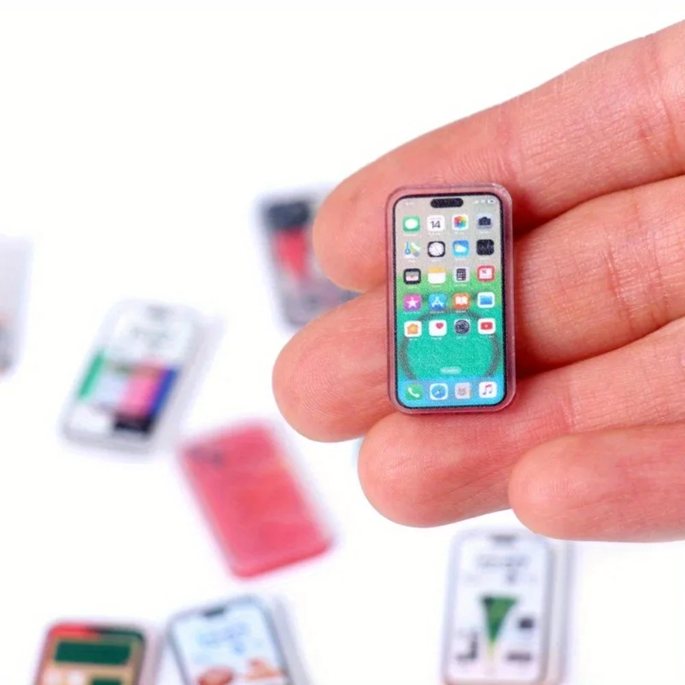 5 uds. Modelos de teléfonos inteligentes en miniatura a escala 1:12, accesorios realistas para casa de muñecas, pequeños accesorios para teléfono móvil para juego de simulación