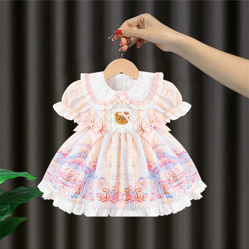 

18M-6T summer children kids girls fashion lolita lace short sleeve party dress
