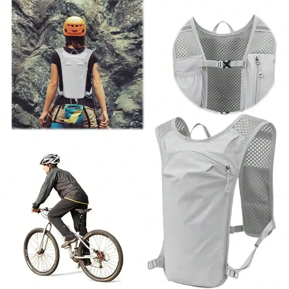

Сумка для спортивного жилета на открытом воздухе, спортивный рюкзак для велоспорта, регулируемая дышащая сумка для бега, велосипедный жилет, нагрудная сумка для занятий спортом на открытом воздухе