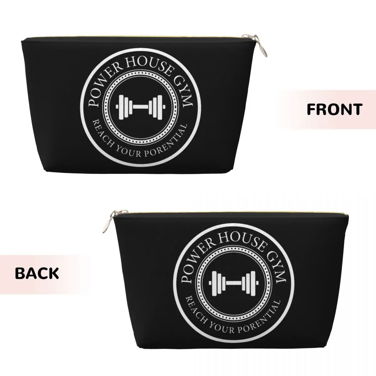 Custom Powerhouse Gym Cosmetic Bag Women Big Capacity Bodybuilding Fitness Muscle Makeup Case Beauty Storage Toiletry Bags