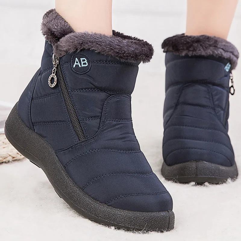 Women\'s Boots Women\'s Ankle Boots With Fur Winter Shoes Women Low Heels Winter Boots Snow Waterproof Botas Mujer Winter Footwear