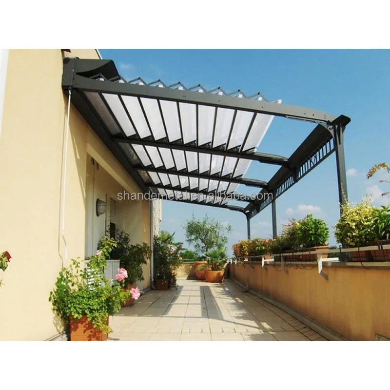 Electric Aluminum Alloy Garden Automatic Pergola Canopy Courtyard Retractable Roofpromote sales