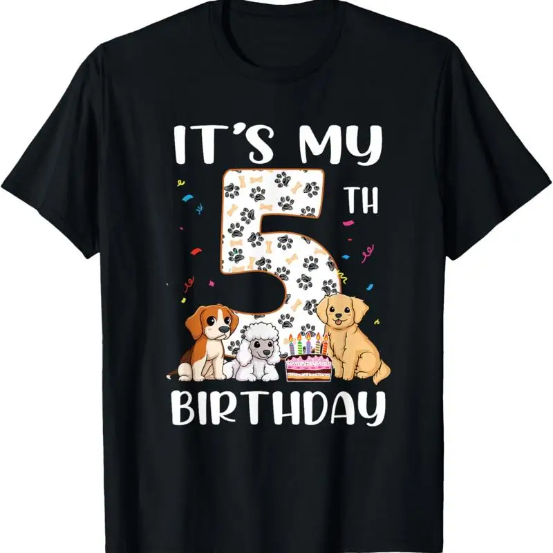 

It'S My 5Th Birthday Dog Lover Theme 5 Years Old Puppy Dogs T Shirt