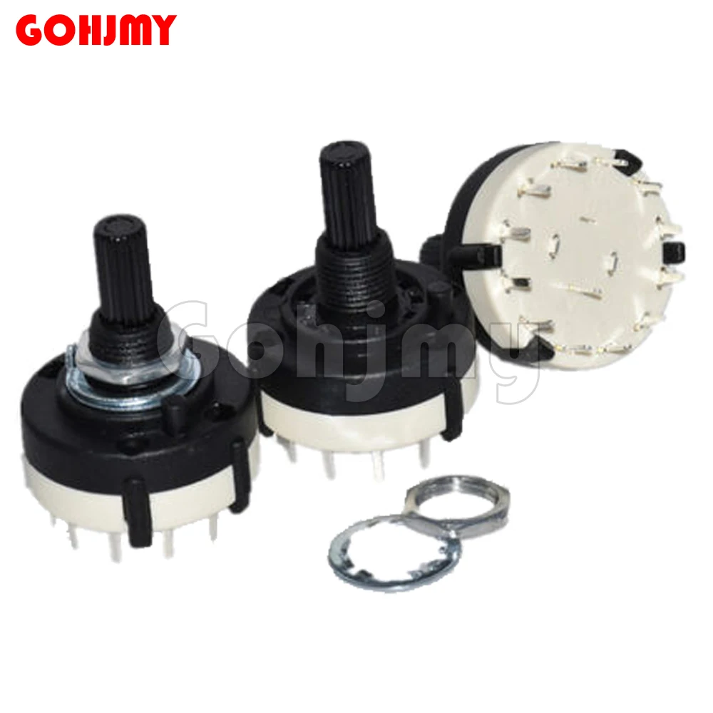 RS26 4 Pole 3 Position Rotary Band Switch 2 Pole6 Position  1 Pole12 Position Handle Length 21MM 3 Pole 4 bit Axis Band Switch