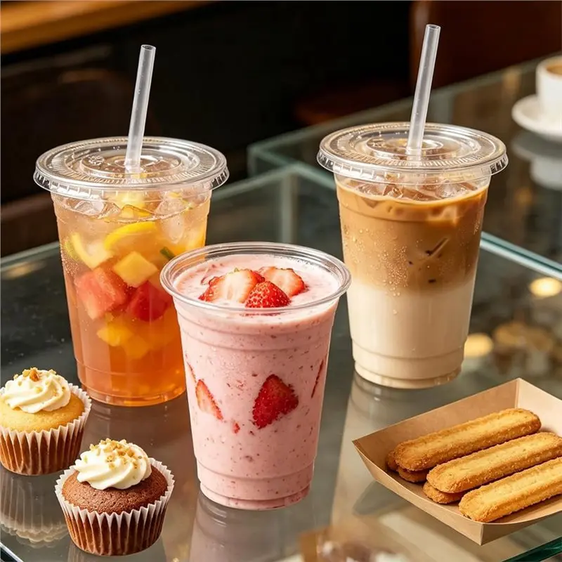 Picture 6: PHFU-Clear Cups With Lids Straws Leak-Proof Sturdy Iced Coffee Cups With Lids,Disposable To Go Cups For Smoothies Cold Drinks