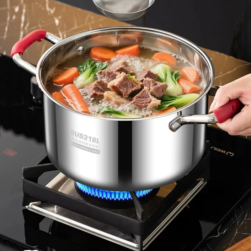 

LTT stainless steel high soup pot household deepened high pot large capacity pot steamer