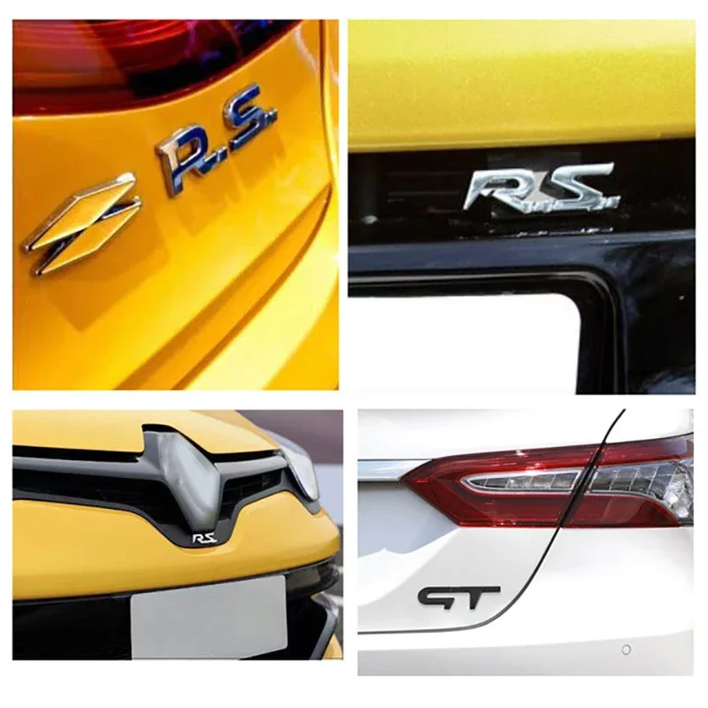 QA Car 3D Metal RS GT Logo Badge Emblem Decals Sticker For Renault Duster Captur Clio Logan Megane 1 2 3 Koleos Scenic Zoe Arkan