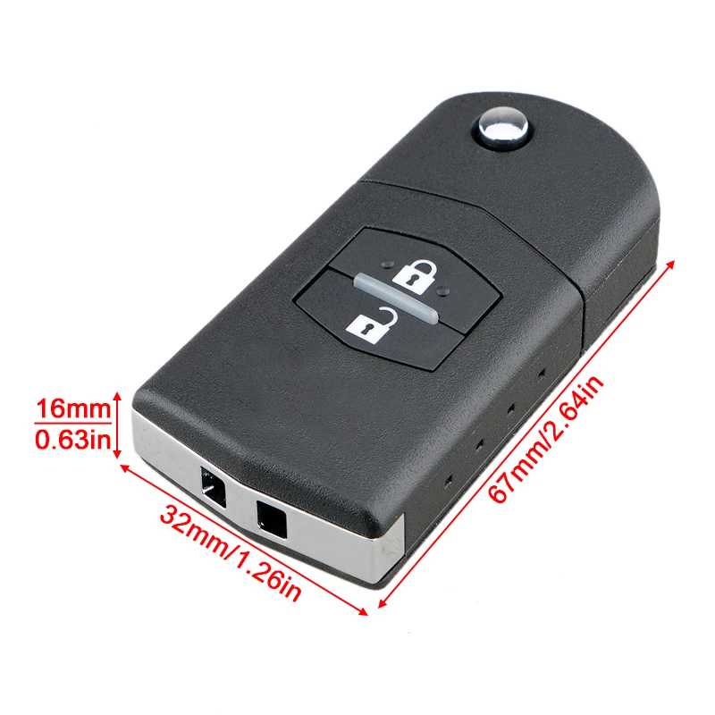 2 زر سيارة مفتاح بعيد فوب قذيفة صالح لمازدا 3 BT-50 433MHz الوجه للطي مفتاح قذيفة غطاء مع ID63 80Bit رقاقة 41781