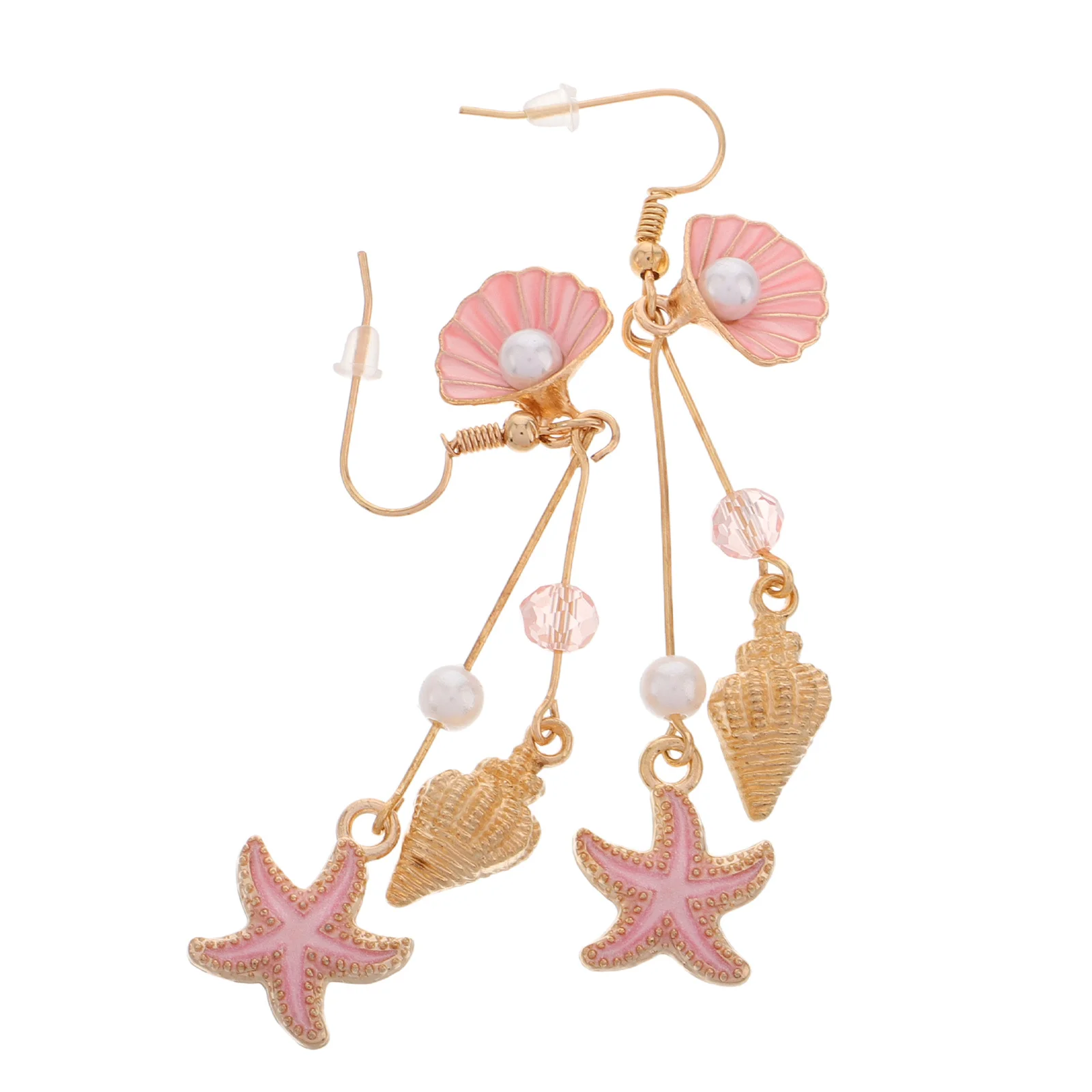 

1Pair Seashell Conch Earrings Artificial Pearl Lightweight Dangle Earrings Beach Jewelry Summer Ocean Accessories for Women