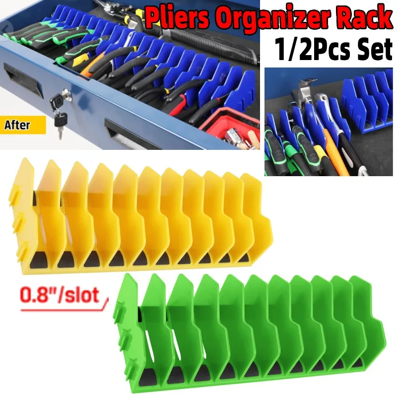 10Slot Pliers Organizer Rack Wrench Organizer Non-Slip Keep Pliers Organized in Tool Drawer Toolbox Widget Tool Storage Shelf