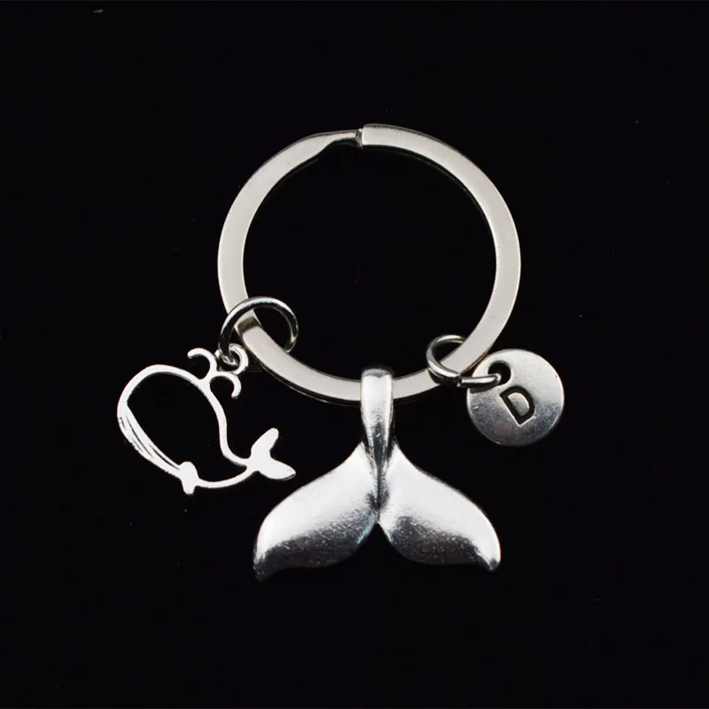 Spouting Whale Tail Mermaid Animal Protector Key Chains, keyring,Silver Color, Women Jewelry Man Accessory Pendant Fashion