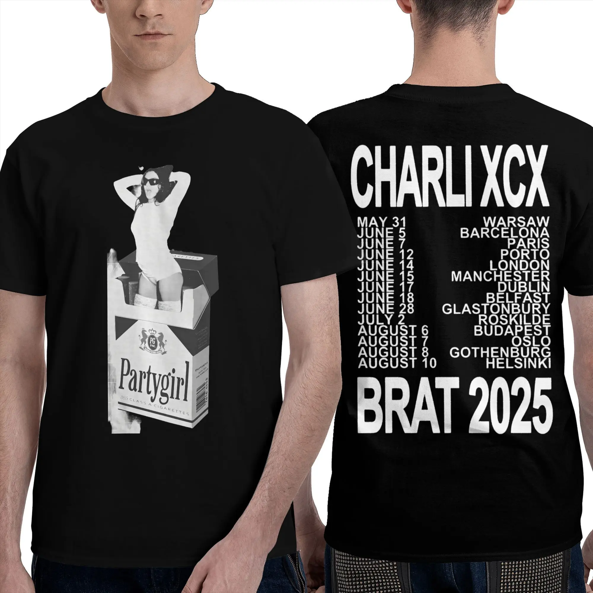 تشارلي Xcx Brat 2025 الساحة جولة الرجال تي شيرت 365 حفلة فتاة مجنون تي شيرت قصير الأكمام طاقم الرقبة تي شيرت 100% ملابس قطنية