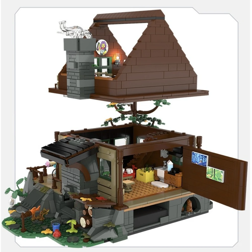 MOC Wildnis Holz Wald Hütte Bausteine Set Baum Hütte Villa Haus Dekor Idee Spielzeug Für Kinder Geburtstag Urlaub Geschenke
