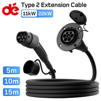 dé Type 2 Extension Cable 11kW 22kW for Wallbox Charging Station EV Charger Compatible with All Type 2 Charging Plugs