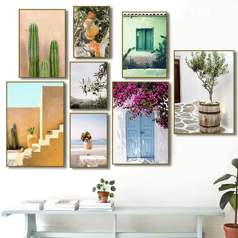 Modern Italy Sicily Mediterranean Coast Cactus Olive Landscape Poster and Prints Canvas Printing Wall Art Living Room Home Decor