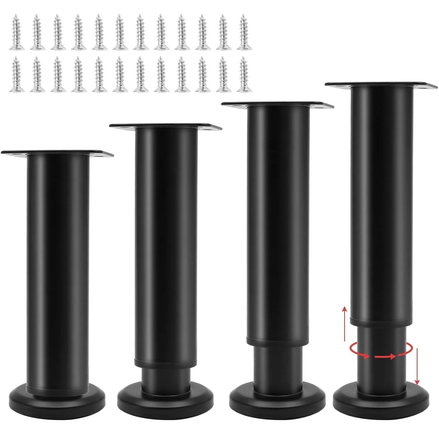 4PCS Adjustable Furniture Couch Cabinet Legs , Heavy Duty Adjustable Height Replacement Legs for Dresser/Sofa/Bed/Chair