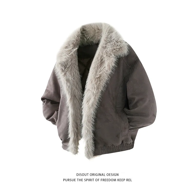 

Тепло и стиль: Мужская хлопковая куртка с меховым воротником в ретро-американском стиле, осенне-зимняя модная повседневная модель свободного кроя.