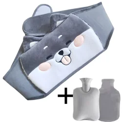 3-Piece Set Hot Water Bag Filling Water Type Hot Water Bottle Cover Plush Animal Belt Winter Menstrual Women Belly Hand Warmer