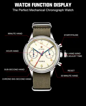 Seakoss 男士 1963 計時碼錶 38 毫米藍寶石玻璃夜光海鷗 ST1901 機芯飛行員航空機械錶 8 最佳銷售 38毫米手錶 - №2